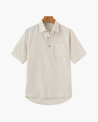 Polo Shirt Mænd Beige Størrelse L Linned-1