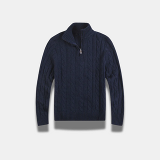 Moderne Herretrøje Med Ribbet Design Og Halv Lynlås